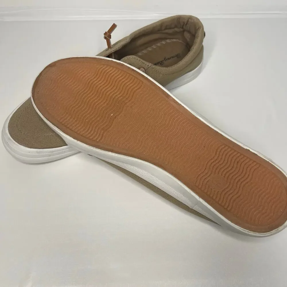 Tommy Bahama Women’s Tan Canvas No Tie Slip-on Boat Sneakers Shoes - Size 8 - Picture 2 of 3